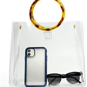 Clear Tote Bag with Tortoise Shell Handles